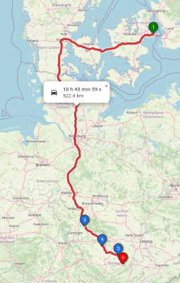 Strecke Kopenhagen -- Jena