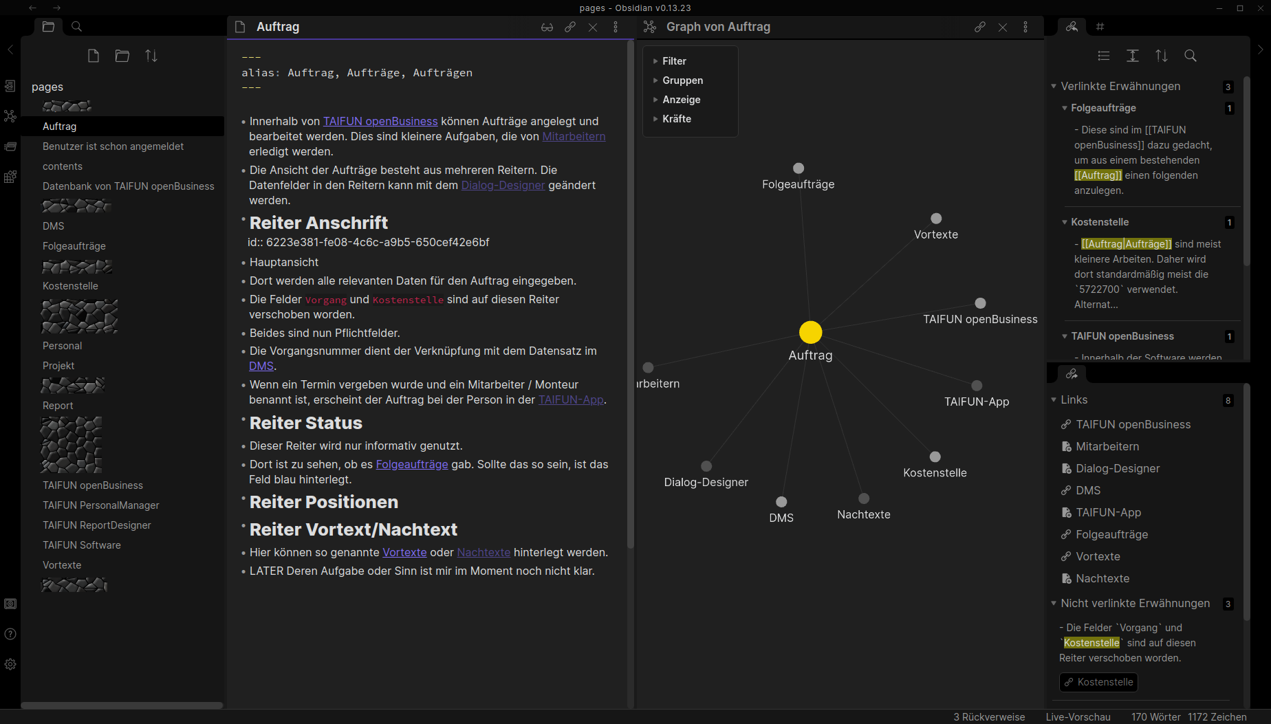 Ansicht eines Eintrages mit Graph