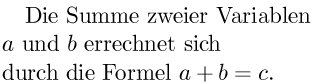 Einfacher Text mit Mathematik